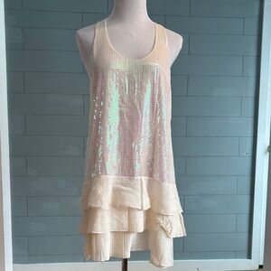BCBGMaxAzria Cream Sequin Mini Dress